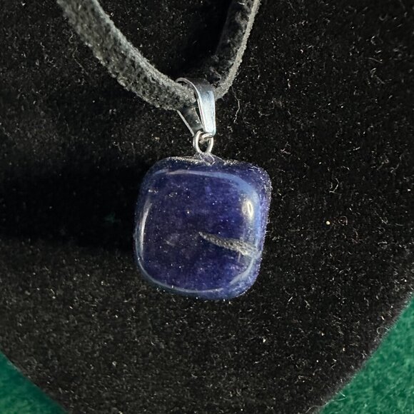 unbranded Jewelry - Women’s Sodalite Stone Necklace Black Leather Cord Boho Natural Gem Jewelry